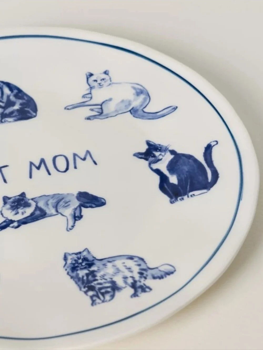 Anthropologie Molly Hatch Stoneware Cat Mom Dessert Plate